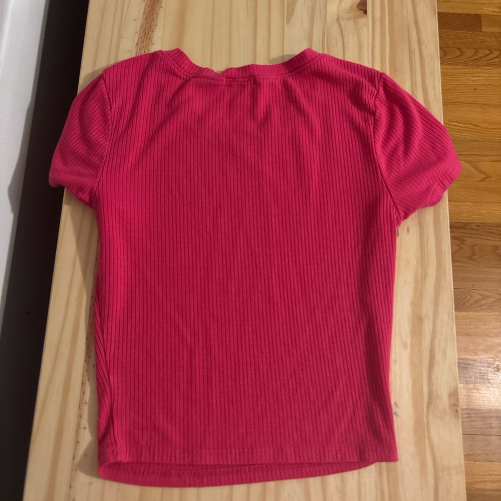 Bozzolo Hot Pink Ribbed Short Sleeve Top